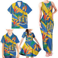 Bird of Paradise Flower Madeira Personalized Family Matching Tank Maxi Dress and Hawaiian Shirt - Wonder Print Shop
