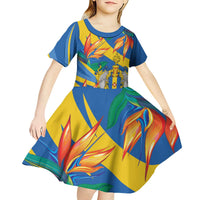 Bird of Paradise Flower Madeira Personalized Kid Short Sleeve Dress - Wonder Print Shop