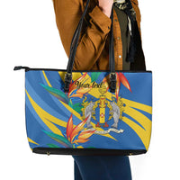 Bird of Paradise Flower Madeira Personalized Leather Tote Bag - Wonder Print Shop