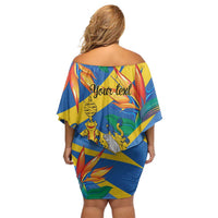 Bird of Paradise Flower Madeira Personalized Off Shoulder Short Dress - Wonder Print Shop