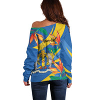 Bird of Paradise Flower Madeira Personalized Off Shoulder Sweater - Wonder Print Shop