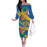Bird of Paradise Flower Madeira Personalized Off The Shoulder Long Sleeve Dress - Wonder Print Shop