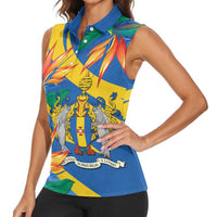 Bird of Paradise Flower Madeira Personalized Women Sleeveless Polo Shirt - Wonder Print Shop