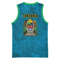 Kilimanjaro Tanzania Basketball Jersey Grunge Flag Map of Tanzania - Wonder Print Shop