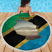 Kilimanjaro Tanzania Beach Blanket Grunge Flag Map of Tanzania - Wonder Print Shop