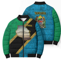 Kilimanjaro Tanzania Bomber Puffer Jacket Grunge Flag Map of Tanzania - Wonder Print Shop