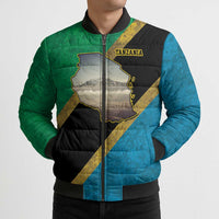 Kilimanjaro Tanzania Bomber Puffer Jacket Grunge Flag Map of Tanzania - Wonder Print Shop