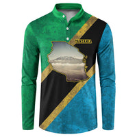 Kilimanjaro Tanzania Button Sweatshirt Grunge Flag Map of Tanzania - Wonder Print Shop