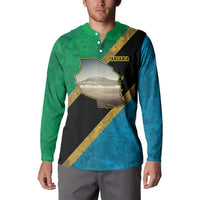 Kilimanjaro Tanzania Button Sweatshirt Grunge Flag Map of Tanzania - Wonder Print Shop