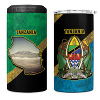 Kilimanjaro Tanzania 4 in 1 Can Cooler Tumbler Grunge Flag Map of Tanzania - Wonder Print Shop