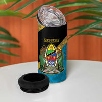 Kilimanjaro Tanzania 4 in 1 Can Cooler Tumbler Grunge Flag Map of Tanzania - Wonder Print Shop