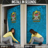 Kilimanjaro Tanzania Door Cover Grunge Flag Map of Tanzania - Wonder Print Shop