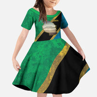 Kilimanjaro Tanzania Family Matching Mermaid Dress and Hawaiian Shirt Grunge Flag Map of Tanzania - Wonder Print Shop