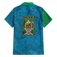 Kilimanjaro Tanzania Family Matching Off The Shoulder Long Sleeve Dress and Hawaiian Shirt Grunge Flag Map of Tanzania - Wonder Print Shop