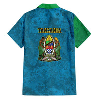 Kilimanjaro Tanzania Family Matching Off Shoulder Short Dress and Hawaiian Shirt Grunge Flag Map of Tanzania - Wonder Print Shop