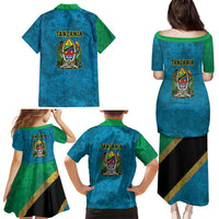 Kilimanjaro Tanzania Family Matching Puletasi and Hawaiian Shirt Grunge Flag Map of Tanzania - Wonder Print Shop