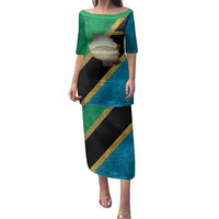 Kilimanjaro Tanzania Family Matching Puletasi and Hawaiian Shirt Grunge Flag Map of Tanzania - Wonder Print Shop