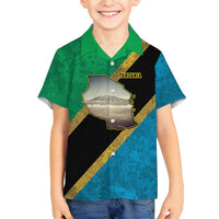 Kilimanjaro Tanzania Family Matching Summer Maxi Dress and Hawaiian Shirt Grunge Flag Map of Tanzania - Wonder Print Shop