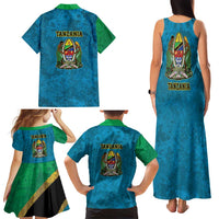 Kilimanjaro Tanzania Family Matching Tank Maxi Dress and Hawaiian Shirt Grunge Flag Map of Tanzania - Wonder Print Shop