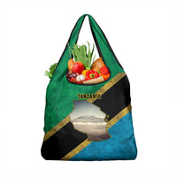 Kilimanjaro Tanzania Grocery Bag Grunge Flag Map of Tanzania - Wonder Print Shop