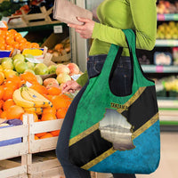 Kilimanjaro Tanzania Grocery Bag Grunge Flag Map of Tanzania - Wonder Print Shop