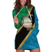 Kilimanjaro Tanzania Hoodie Dress Grunge Flag Map of Tanzania - Wonder Print Shop