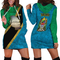 Kilimanjaro Tanzania Hoodie Dress Grunge Flag Map of Tanzania - Wonder Print Shop