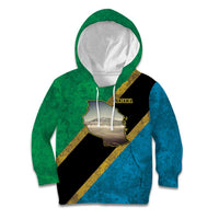 Kilimanjaro Tanzania Kid Hoodie Grunge Flag Map of Tanzania - Wonder Print Shop