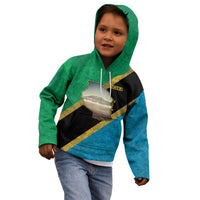 Kilimanjaro Tanzania Kid Hoodie Grunge Flag Map of Tanzania - Wonder Print Shop