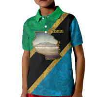 Kilimanjaro Tanzania Kid Polo Shirt Grunge Flag Map of Tanzania - Wonder Print Shop
