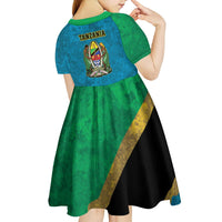 Kilimanjaro Tanzania Kid Short Sleeve Dress Grunge Flag Map of Tanzania - Wonder Print Shop