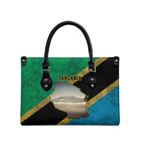 Kilimanjaro Tanzania Leather Bag Grunge Flag Map of Tanzania - Wonder Print Shop