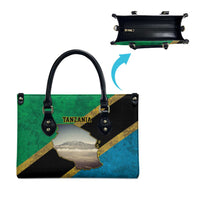 Kilimanjaro Tanzania Leather Bag Grunge Flag Map of Tanzania - Wonder Print Shop