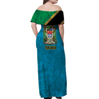 Kilimanjaro Tanzania Off Shoulder Maxi Dress Grunge Flag Map of Tanzania - Wonder Print Shop