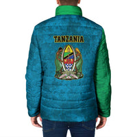 Kilimanjaro Tanzania Padded Jacket Grunge Flag Map of Tanzania - Wonder Print Shop