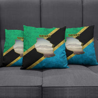 Kilimanjaro Tanzania Pillow Cover Grunge Flag Map of Tanzania - Wonder Print Shop
