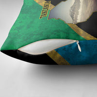 Kilimanjaro Tanzania Pillow Cover Grunge Flag Map of Tanzania - Wonder Print Shop