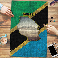 Kilimanjaro Tanzania Puzzle Grunge Flag Map of Tanzania - Wonder Print Shop