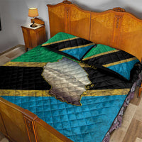 Kilimanjaro Tanzania Quilt Bed Set Grunge Flag Map of Tanzania - Wonder Print Shop