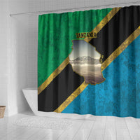 Kilimanjaro Tanzania Shower Curtain Grunge Flag Map of Tanzania - Wonder Print Shop