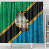 Kilimanjaro Tanzania Shower Curtain Grunge Flag Map of Tanzania - Wonder Print Shop
