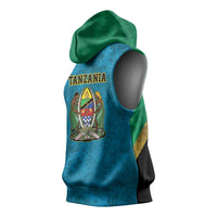 Kilimanjaro Tanzania Sleeveless Hoodie Grunge Flag Map of Tanzania - Wonder Print Shop