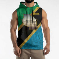 Kilimanjaro Tanzania Sleeveless Hoodie Grunge Flag Map of Tanzania - Wonder Print Shop