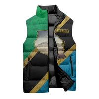 Kilimanjaro Tanzania Sleeveless Puffer Jacket Grunge Flag Map of Tanzania - Wonder Print Shop