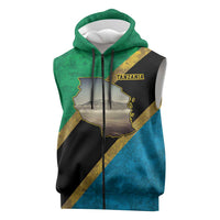 Kilimanjaro Tanzania Sleeveless Zip Hoodie Grunge Flag Map of Tanzania - Wonder Print Shop