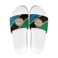 Kilimanjaro Tanzania Slide Sandals Grunge Flag Map of Tanzania - Wonder Print Shop