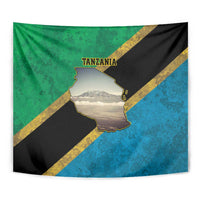 Kilimanjaro Tanzania Tapestry Grunge Flag Map of Tanzania - Wonder Print Shop
