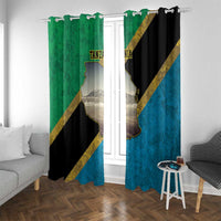Kilimanjaro Tanzania Window Curtain Grunge Flag Map of Tanzania - Wonder Print Shop