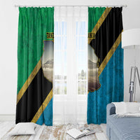 Kilimanjaro Tanzania Window Curtain Grunge Flag Map of Tanzania - Wonder Print Shop