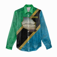 Kilimanjaro Tanzania Women Casual Shirt Grunge Flag Map of Tanzania - Wonder Print Shop